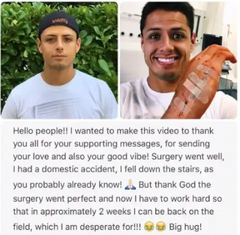 Footballer Javier Hernandez ' Chicharito ' Undergoes Arm Surgery After Accident